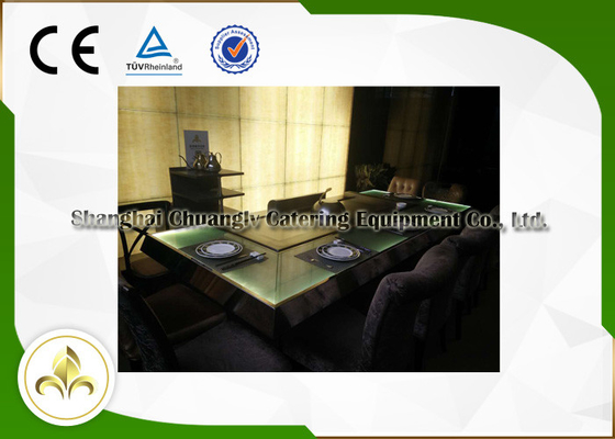 ซื้อ โต๊ะกระจกไฟเขียวเชิงพาณิชย์เทปันยากิย่างโครงเหล็กไฟฟ้า Customized online manufacture