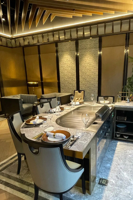 ซื้อ 10 ที่นั่งบนฟูมไอเสียรูปวงรีญี่ปุ่น Teppanyaki ย่างตารางเครื่องทำความร้อนไฟฟ้า online manufacture