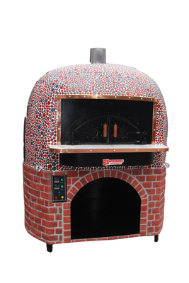 ซื้อ Round Lava Rock Wood Fire เตาอบพิซซ่าอิตาลีพร้อมกระเบื้องเซรามิกสีดำหรือสีแดง การผลิตออนไลน์
