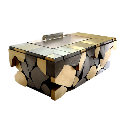 สี่เหลี่ยม ปรับแต่ง Hibachi Grill Table ระบบระบายอากาศ