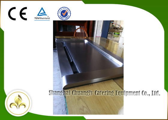 Down Fume Exhaustion Front Air Supply Sunken Air Inlet Rectangle Electric Teppanyaki Grill Table 7 Seats