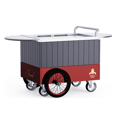 Red Mobile Teppanyaki Grill 16 นิ้วล้อที่กําหนดเอง การเคลื่อนไหวฟรี วัสดุประเภทอาหาร