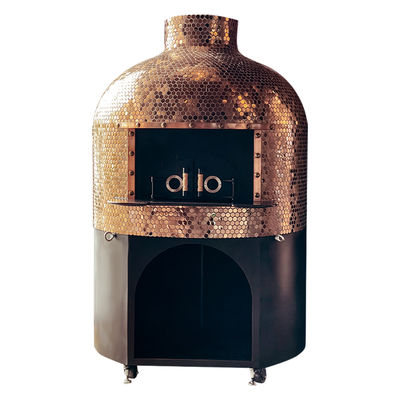 เตาอบพิซซ่าแบบกลมที่ใช้ฟืนและหินลาวาภูเขาไฟ